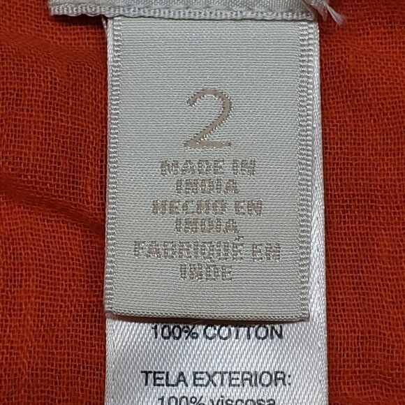 Chicos Blouse Womens 2 Orange Pure Rayon Floral 3/4 Sleeve Pullover Round Neck - Picture 6 of 11